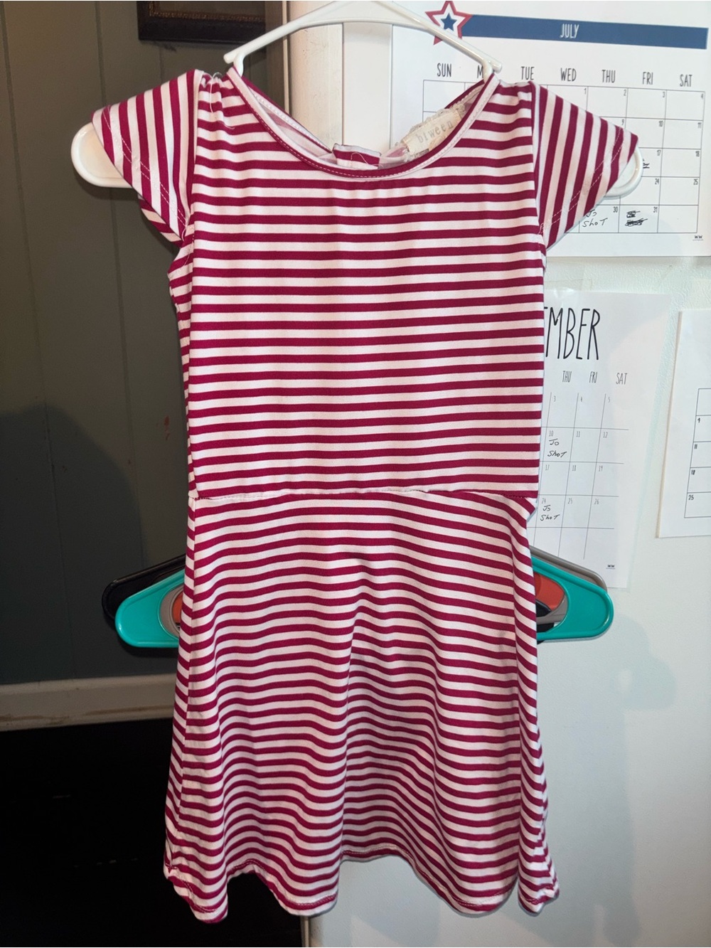 btween Pink & White Striped Cotton Casual Dress